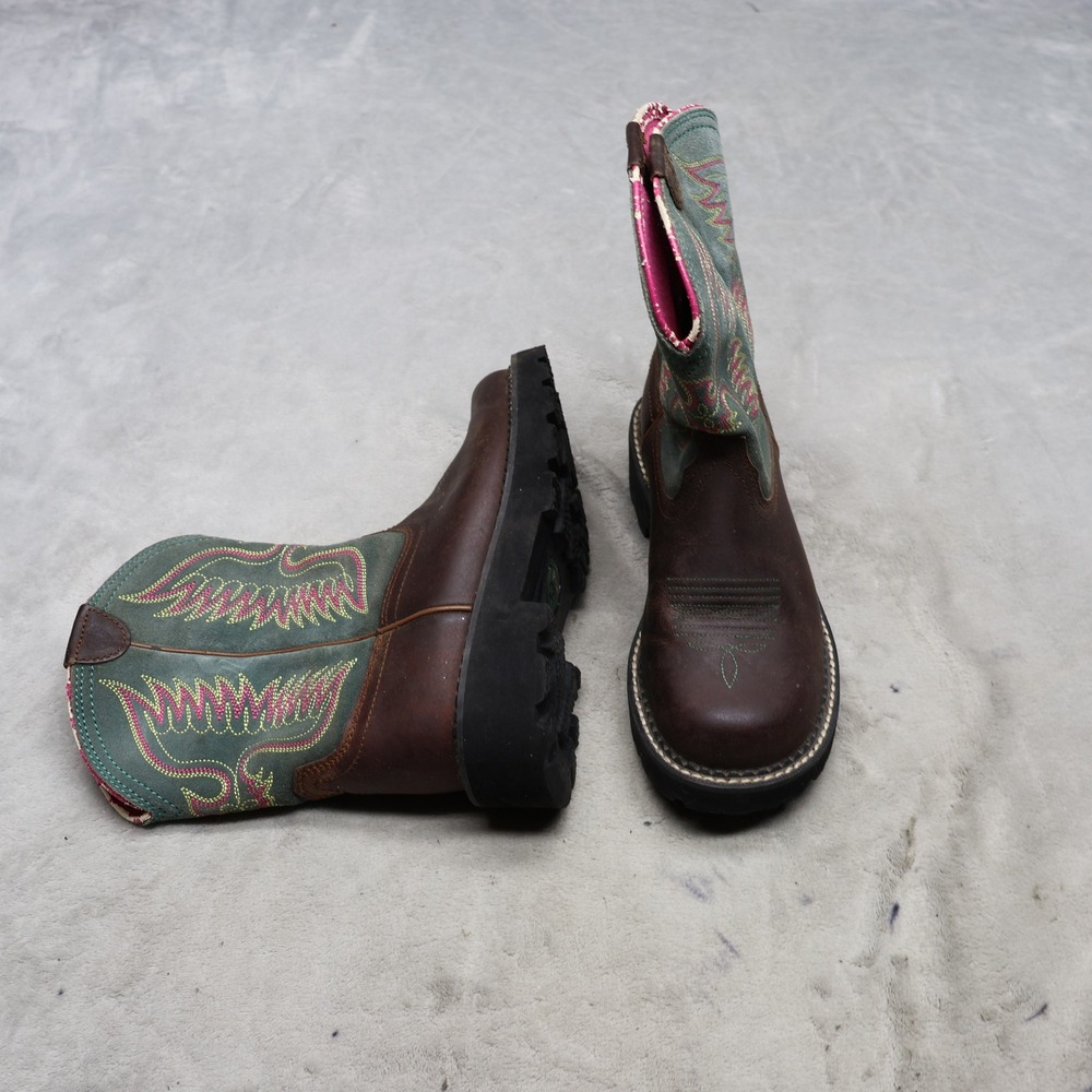 Ariat‎ Womens 6.5B Western Boots Brown Fatbaby Suede Flame Stitched 10010926